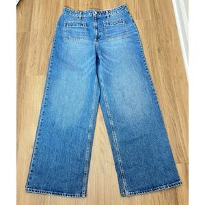 NWT Free Assembly Size 14 Wide Leg Jeans High Rise Blue Denim 90s Retro